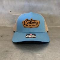BLUE/KHAKI Snap-Back Hat Leather Patch
